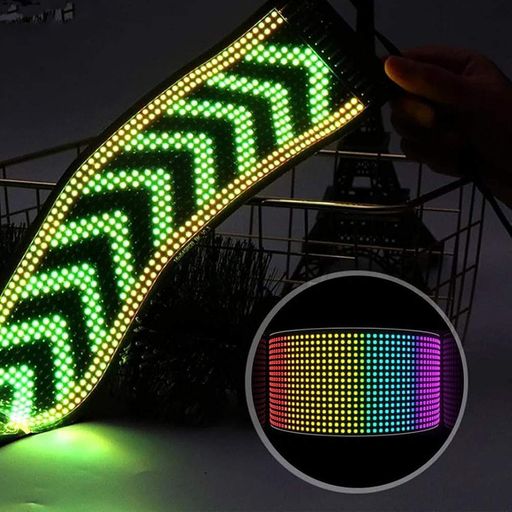 Светодиодная LED панель для авто 35х10, USB + пульт / Гибкий экран с анимацией / Гибкая LED панель в машину (2012774)