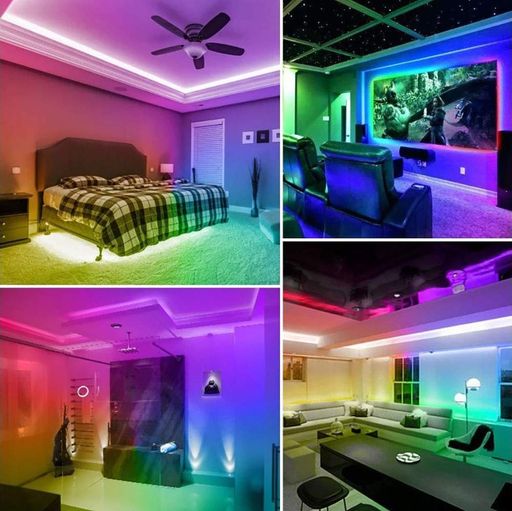 LED лента от сети, 5м + пульт и блок питания / Светодиодная лента / Подсветка для комнаты / Самоклеющаяся лента (2012811)