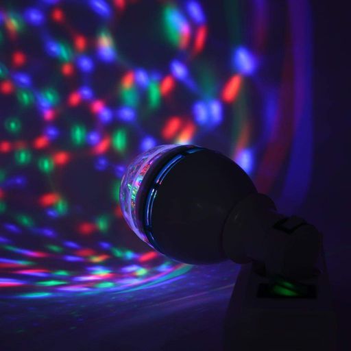 Диско-лампа LED вращающаяся E27 RGB для вечеринок и праздников / Светодиодный шар / Новогодняя диско-лампа цветная (2012820)