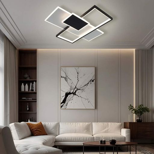 Смарт люстра светодиодная, пульт ДУ, 90Вт, 50x50x6.1см, LAMPARAS 3L, Черно-белый / Светодиодный светильник / Светодиодная LED люст (2012829)