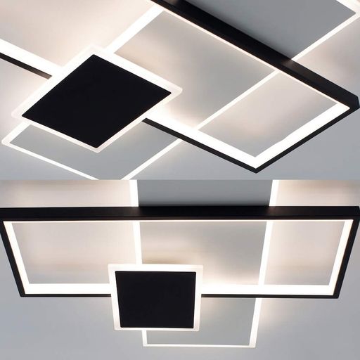 Смарт люстра светодиодная, пульт ДУ, 90Вт, 50x50x6.1см, LAMPARAS 3L, Черно-белый / Светодиодный светильник / Светодиодная LED люст (2012829)