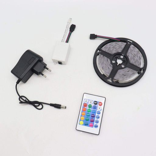 Светодиодная лента RGB, 5 м + Пульт + Блок питания 3528 RGB / Комплект многоцветная LED подсветка (2012848)