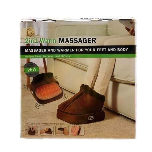 Массажер для ног с греглкой 2в1 Massager Warm / Универсальная электрогрелка вибромассажер сапожок (2012885)