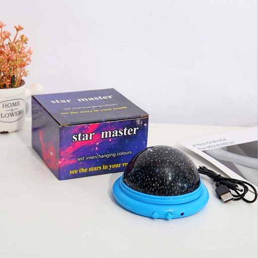 Проектор-ночник звездное небо "Star Master", LED, RGB, Голубой / Проектор звездного неба / Светильник-дискошар (2012890)