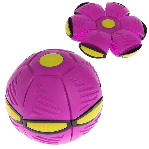 Летающий мяч трансформер Flat ball disk / Складной игровой мяч с LED подсветкой Фиолетовый (2012894)