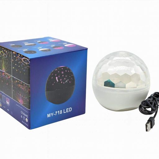 Диско-шар с Bluetooth колонкой, от USB, 9x7см, MY-718 / Музыкальный диско-шар / Светодиодный ночник-проектор (2012914)