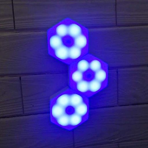Модульный LED RGB светильник на батарейках 3 шт, шестигранный + Пульт / Разноцветный мебельный фонарик-ночник (2012931)