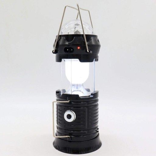 Кемпинговая LED лампа 3в1 с дискошаром и солнечной панелью, SX-6808T, Черная / Складной светильник-фонарь (2012937)