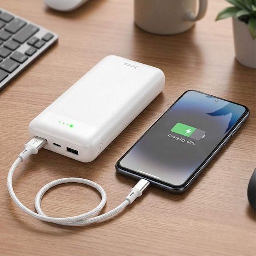 Повербанк 20000мАч, 2хUSB, Type-C, Hoco J153A, Белый / Power bank / Павербанк для телефона / УМБ / Внешний аккумулятор (2012960)