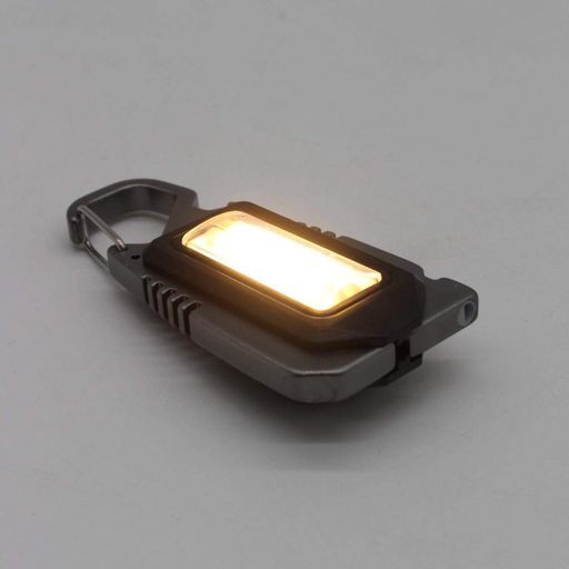 Мини фонарь брелок с USB и карабином, 8 LED, Серый / Портативный светодиодный фонарик на ключи (2013018)