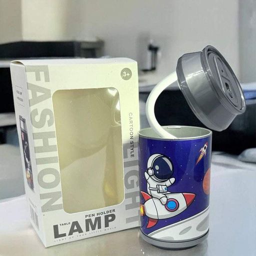 Настольная лампа + держатель для ручек "Космонавт", USB / Детская LED лампа / Аккумуляторный светильник-ночник (2013049)