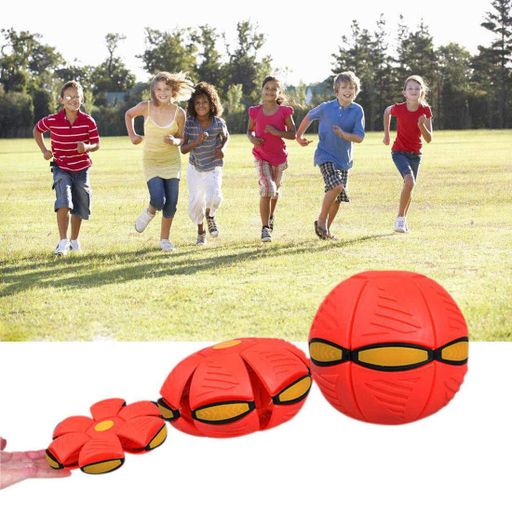 Летающий мяч трансформер Flat ball disk / Складной игровой мяч с LED подсветкой Красный (2013114)