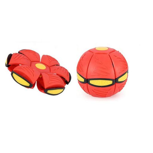 Летающий мяч трансформер Flat ball disk / Складной игровой мяч с LED подсветкой Красный (2013114)