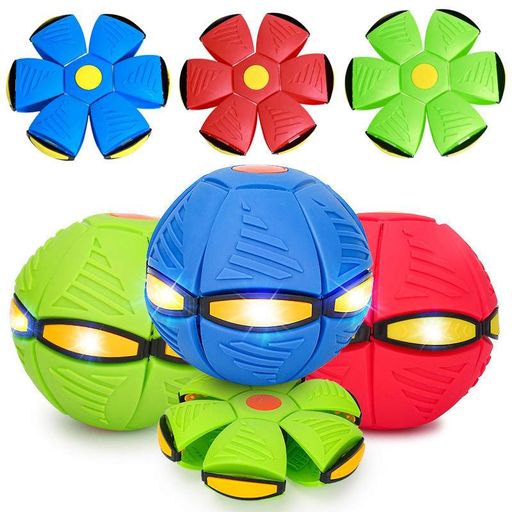 Летающий мяч трансформер Flat ball disk / Складной игровой мяч с LED подсветкой Зеленый (2013115)