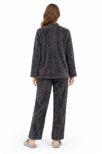 Теплая женская пижама ⬩ теплый домашний костюм ⬩S-L оверсайз ⬩ Gelato Pjs ⬩ темно-серая (2013350)