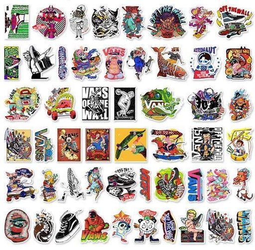 Набор виниловых наклеек Vans Takara Tomy на чемодан стену телефон скейт 52 шт. (2013356)