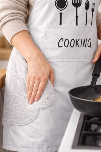 Фартух із рушником для рук і кишенями Cooking Szkoy сірий (2013600)