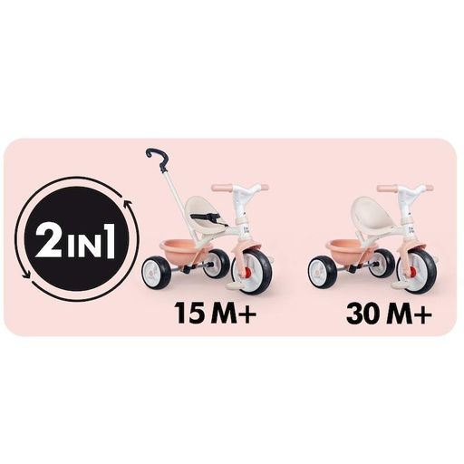 Велосипед трехколесный Smoby Be Move 2 в 1 с родительской ручкой Розовая жемчужина (7600740339) (2013938)