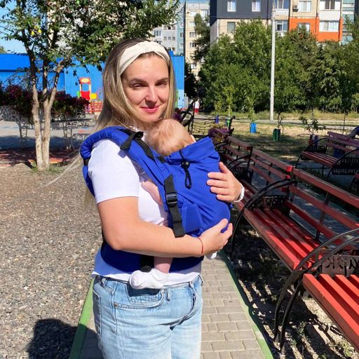 Эрго рюкзак с рождения Adapt синий коттон для малышей 0 - 18 месяцев, весом до 20 кг Coolbabka Синий (2014037)