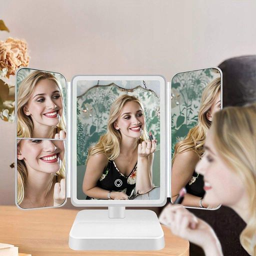LED Зеркало Книжка для макияжа на аккумуляторе + 2Х и 3Х зеркала с подсветкой косметическое настольное (2014106)