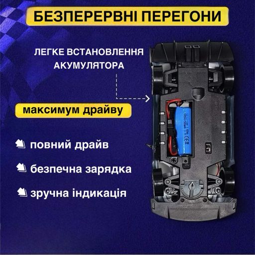 Гоночна машина на радіоуправлінні для дрифту 4WD повнопривідна комплект змінних покришок і світлові фари акумуляторна (2014111)