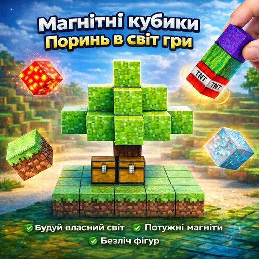 Магнитный Minecraft конструктор 80 кубиков магнитный конструктор блока для строительства кубики майнкрафт (2014121)