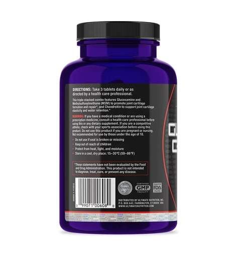 Препарат для суставов и связок Glucosamine Chondroitin MSM, 90 таблеток Ultimate Nutrition CL0077453 (2014171)