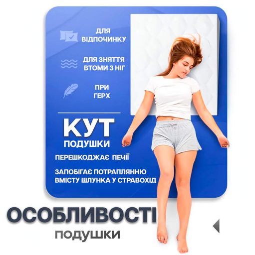 Подушка Клин с наклоном при рефлюксе двойной для сна клинообразная подушка при изжоге треугольная 3 в 1 (2014217)
