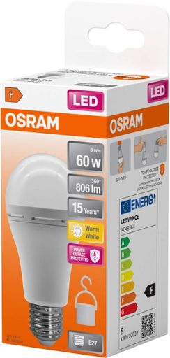 Лампа LED E27 8Вт 806Лм 2700К A60 аккумуляторная Osram CL0165899 (2016359)
