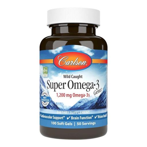 Жирные кислоты Wild Caught Super Omega-3 Gems 1200 mg, 100 капсул Carlson Labs CL0076092 (2017538)