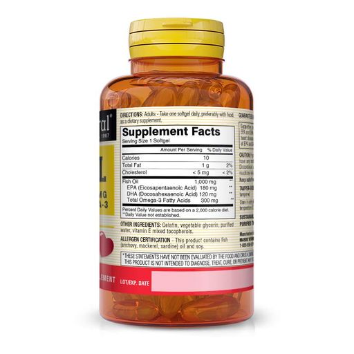 Жирные кислоты Fish Oil 1000 mg Omega 300 mg, 120 капсул Mason Natural CL0076135 (2017547)