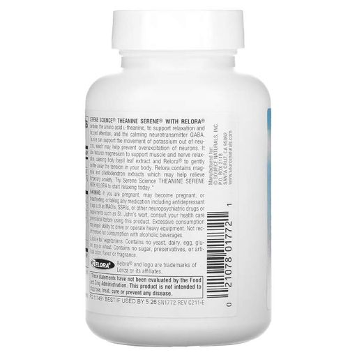 Аминокислота Serene Science Theanine Serene with Relora, 60 таблеток Source Naturals CL0081802 (2017652)