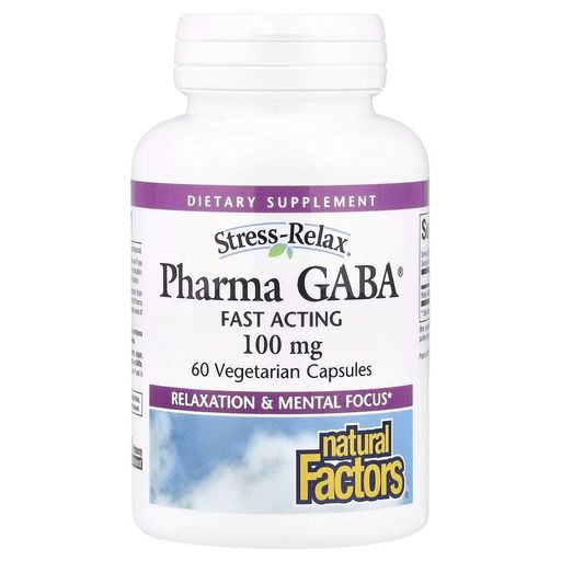 Аминокислота Stress-Relax Pharma GABA 100 mg, 60 вегакапсул Natural Factors CL0150289 (2018025)