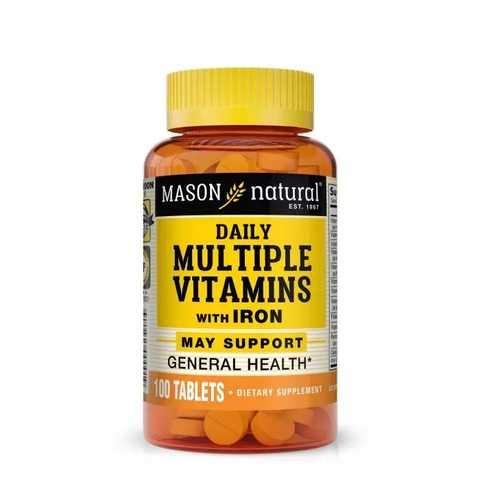Витамины и минералы Daily Multiple Vitamins With Iron, 100 таблеток Mason Natural CL0152714 (2018351)