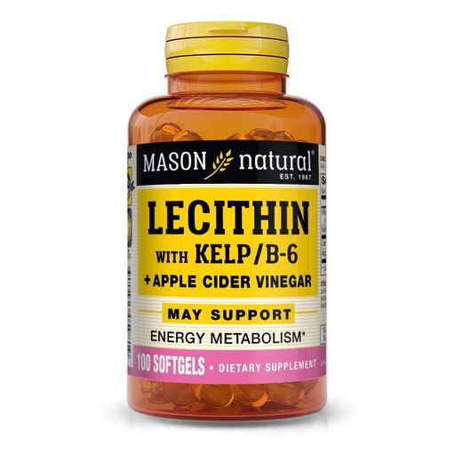 Натуральная добавка Lecithin With Kelp/Vitamin B6 Plus Cider Vinegar, 100 капсул Mason Natural CL0152093 (2018695)