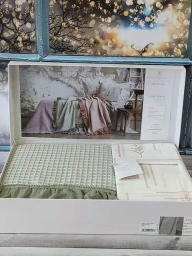 Постельное белье с вафельным покрывалом Pupilla Monica Yesil Pupilla CL0184736 (2018995)