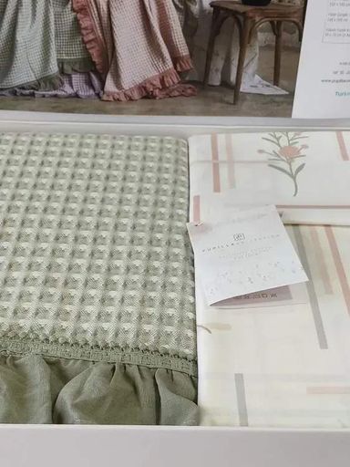 Постельное белье с вафельным покрывалом Pupilla Monica Yesil Pupilla CL0184736 (2018995)