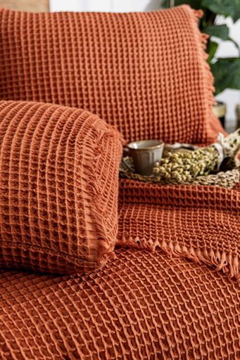 Вафельное покрывало Norah Copper 240x260см +2 наволочки 50x70см Saheser CL0185548 (2019626)