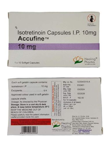 Healing Pharma Accufine Isotretinoin 10 мг 10 софтгелей (2019702)