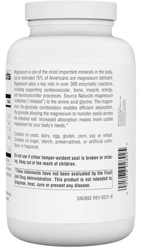 Source Naturals Magnesium Glycinate 180 таб (2019768)