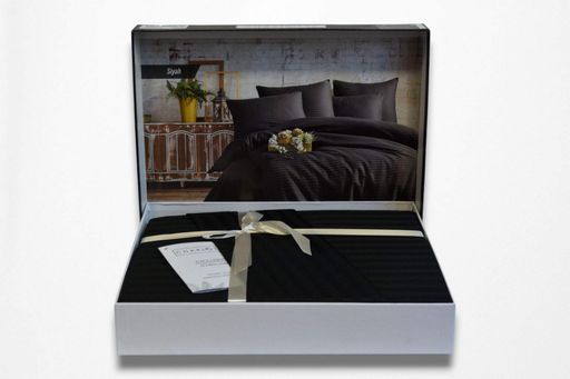 Постельное белье Charlotte Black Сатин-Stripe / простыня на резинке 180x200см Cotton Shine CL0185425 (2019793)