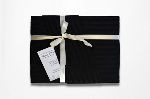 Постельное белье Charlotte Black Сатин-Stripe / простыня на резинке 180x200см Cotton Shine CL0185425 (2019793)