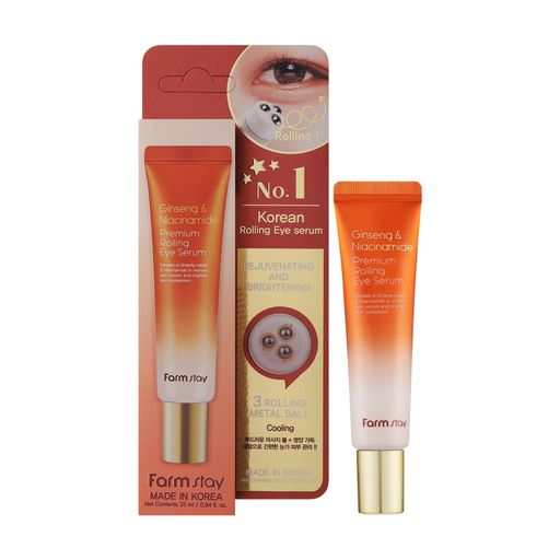 Роликовая сыворотка для кожи вокруг глаз FarmStay Ginseng & Niacinamide Premium Rolling Eye Serum с женьшенем и ниацинамидом, 25 мл