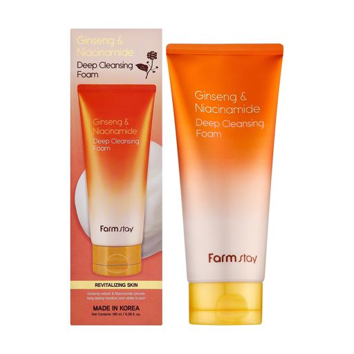 Пінка для вмивання FarmStay Ginseng & Niacinamide Deep Cleansing Foam з женьшенем та ніацинамідом, 180 мл