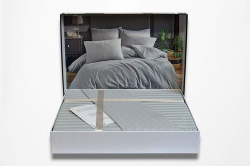 Постельное белье Charlotte Silver Сатин-Stripe / простыня на резинке 180x200см Cotton Shine CL0185417 (2019886)