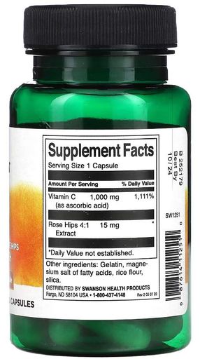 Swanson Vitamin C with Rose Hips 1000 мг 30 капс (2019926)