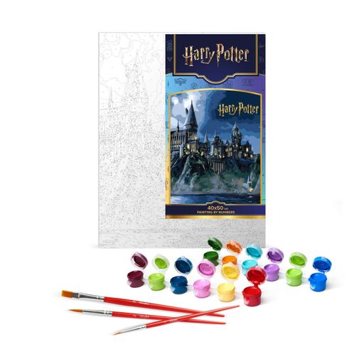 Картина за номерами Ideyka Harry Potter: Гоґвортс вночі з фарбами металік extra, 40*50 см (KHO5230)