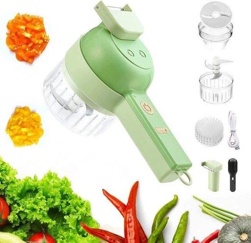 Ручной измельчитель для овощей 4в1 Food Chopper / Электрическая кухонная овощерезка / Мини блендер-слайсер (2020147)