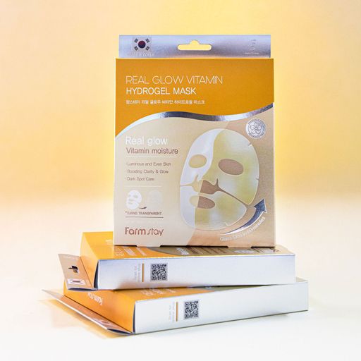 Гідрогелева маска для обличчя FarmStay Real Glow Vitamin Hydrogel Mask для сяйва шкіри, з вітамінами, 5*34 г