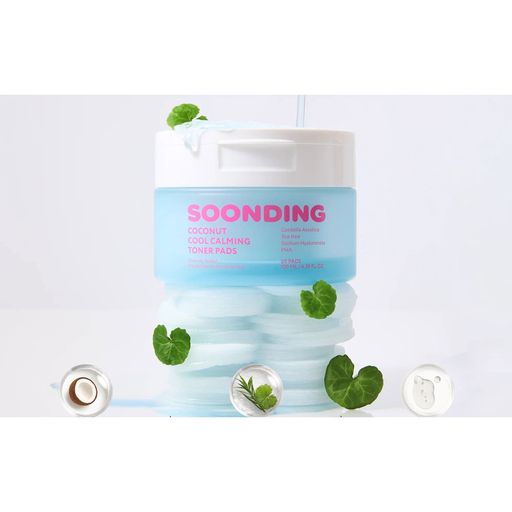 Успокаивающие тонер-пады для лица SOONDING Coconut Cool Calming Toner Pads с кокосом, 130 мл, 60 шт